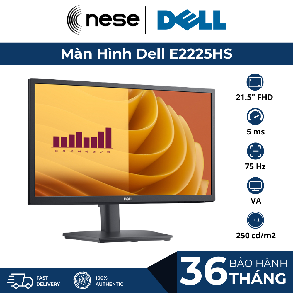 Màn Hình Dell E2225HS (21.5 inch - FHD - VA - 75Hz - 5ms) - Hàng Chính Hãng ( Bảo Hành 36 Tháng)