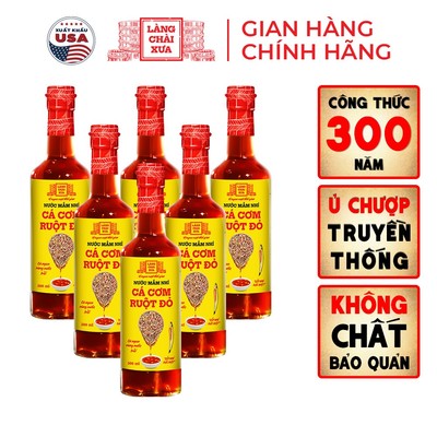 [TẶNG nước tương 125ml] Thùng 6 Chai KF Nước mắm nhỉ truyền thống cá cơm ruột đỏ Làng Chài Xưa 500ml