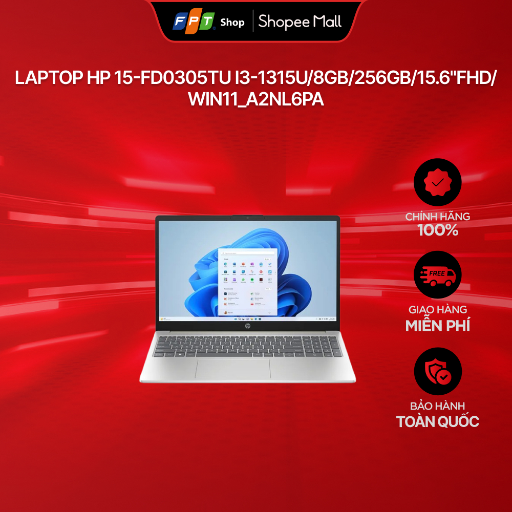 [Chỉ GH tận nơi] Laptop HP 15-fd0305TU i3-1315U/8GB/256GB/15.6"FHD/Win11_A2NL6PA