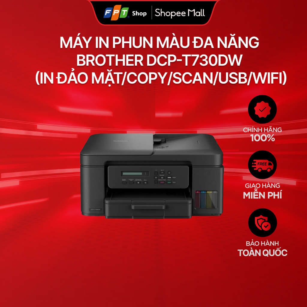 Máy in phun màu đa năng Brother DCP-T730DW (In đảo mặt/Copy/Scan/USB/WIFI)