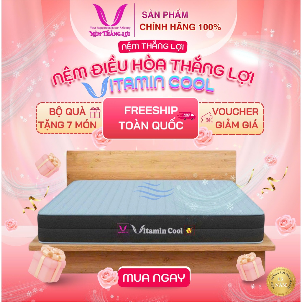 Nệm Cao Su Foam, Nệm Thắng Lợi Nệm Điều Hòa VitaminCool mát mẻ cả đêm ( size 1m đến 1m8 )