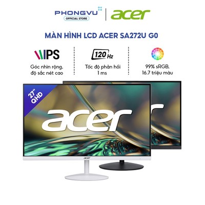 Màn hình LCD Acer SA272U G0 (Trắng/Đen) - 27 inch - 2K - 120Hz - IPS - AMD FreeSync - Bảo hành 24 tháng