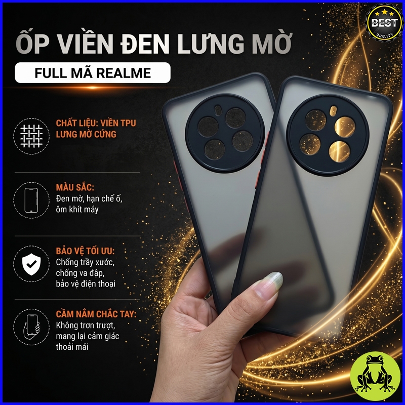 Ốp viền đen lưng mờ Realme GT7/ Realme GT7 pro/ Realme Neo7/ Realme Neo 7X ... Viền TPU cao cấp