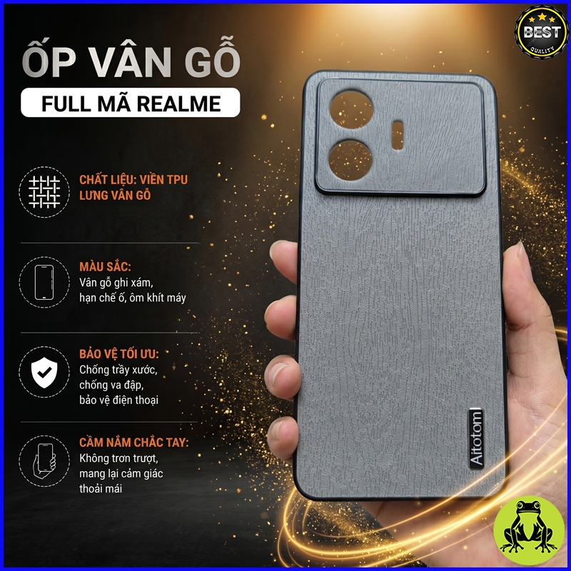 Ốp Lưng vân gỗ Realme GTNeo5/ GT5 Pro/ GT5/ GTNeo5SE ... Chính hãng sang trọng