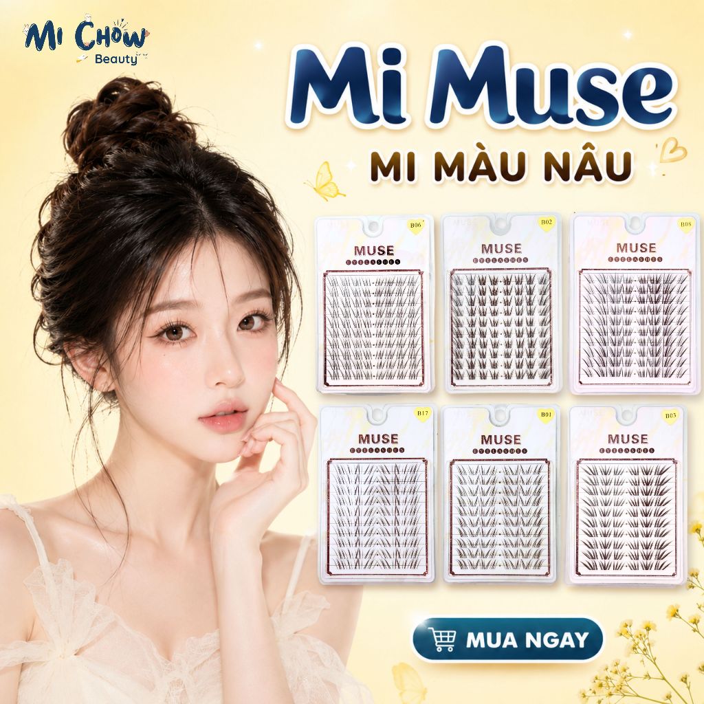 [ Xu hướng 2026]  MI MUSE NÂU - Mi Muse màu nâu 10 hàng hot trend, mi giả cụm Muse - MiChow
