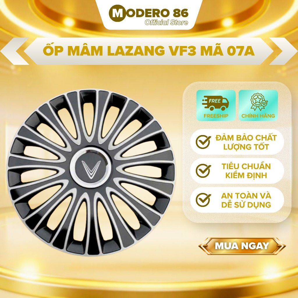 Ốp lazang vf3 mã 07A tặng kèm chữ decal V - ốp lazang vinfast vf3 - ốp mâm xe vf3 - VF3