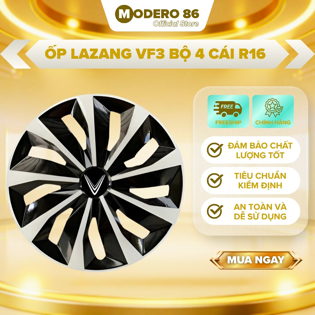 ốp lazang vf3 bộ 4 cái R16 mã 03 thể thao tặng logo  - ốp lazang vinfast vf3 - ốp mâm xe vf  - vf3