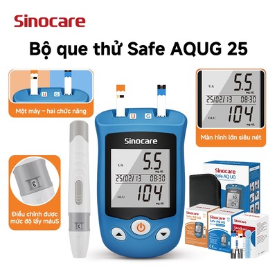 Máy đo axit uric và đường huyết +25 que thử axit uric+25 que thử đường+Kim