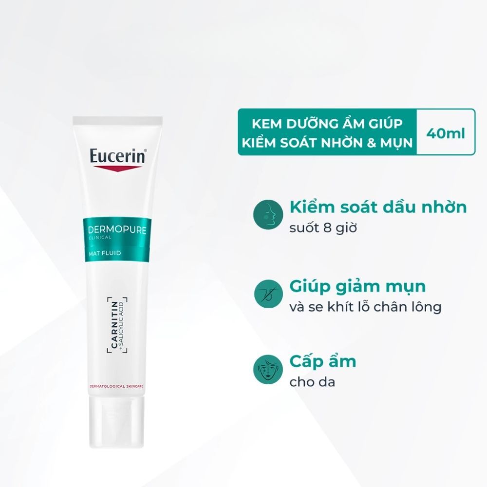 Ảnh 2 của Kem dưỡng Eucerin DermoPure Clinical Mat Fluid giúp dưỡng ẩm giúp kiểm soát nhờn 40ml.