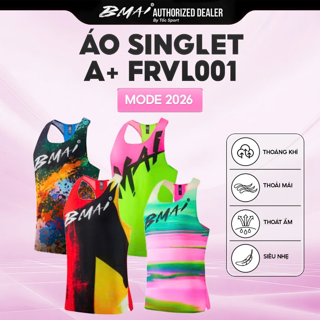 Áo Bmai | Áo Chạy Bộ Nam Singlet BMAI - FRVL001 | Áo Siêu Nhẹ Thoáng Khí | Áo Tập Luyện Và Thi Đấu C