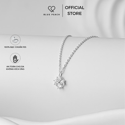 Lắc Tay Bạc 925 Blue Peach Dây Chuyền Cỏ 4 Lá Đá Trắng - VN- S - DC1045 - S