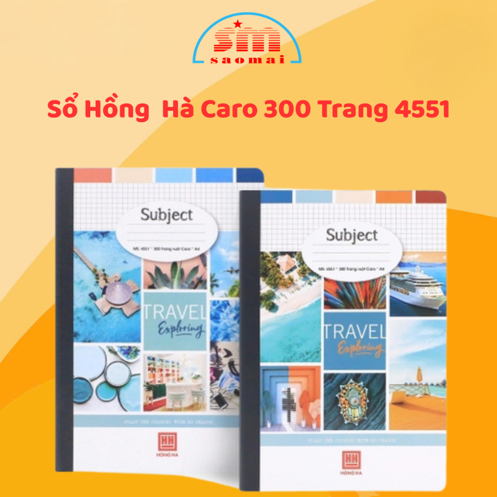 Sổ Hồng Hà A4 300 Trang Subject 4551, Sổ Caro 300 Trang Văn Phòng Phẩm Sao Mai