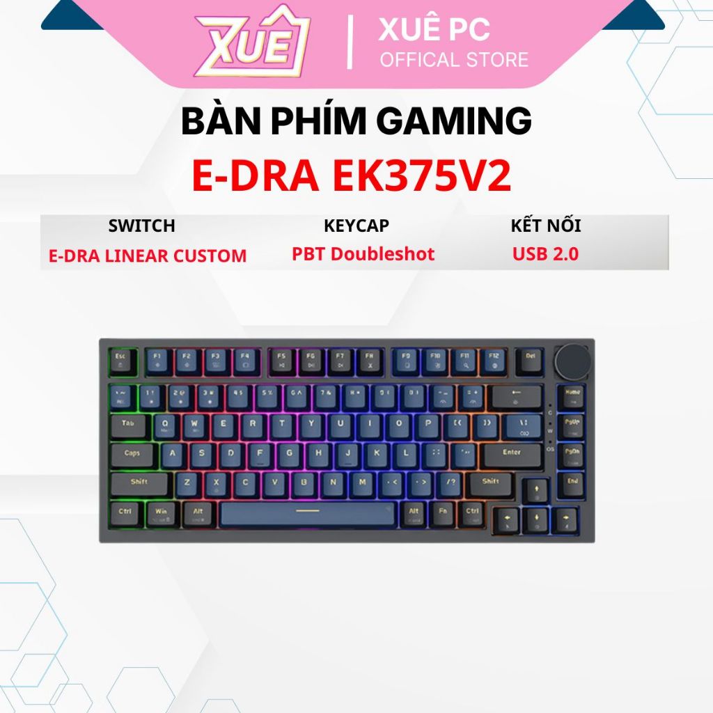 Bàn Phím Cơ gaming EDRA EK375v2 Alpha Linear Switch | Bảo Hành 24 Tháng