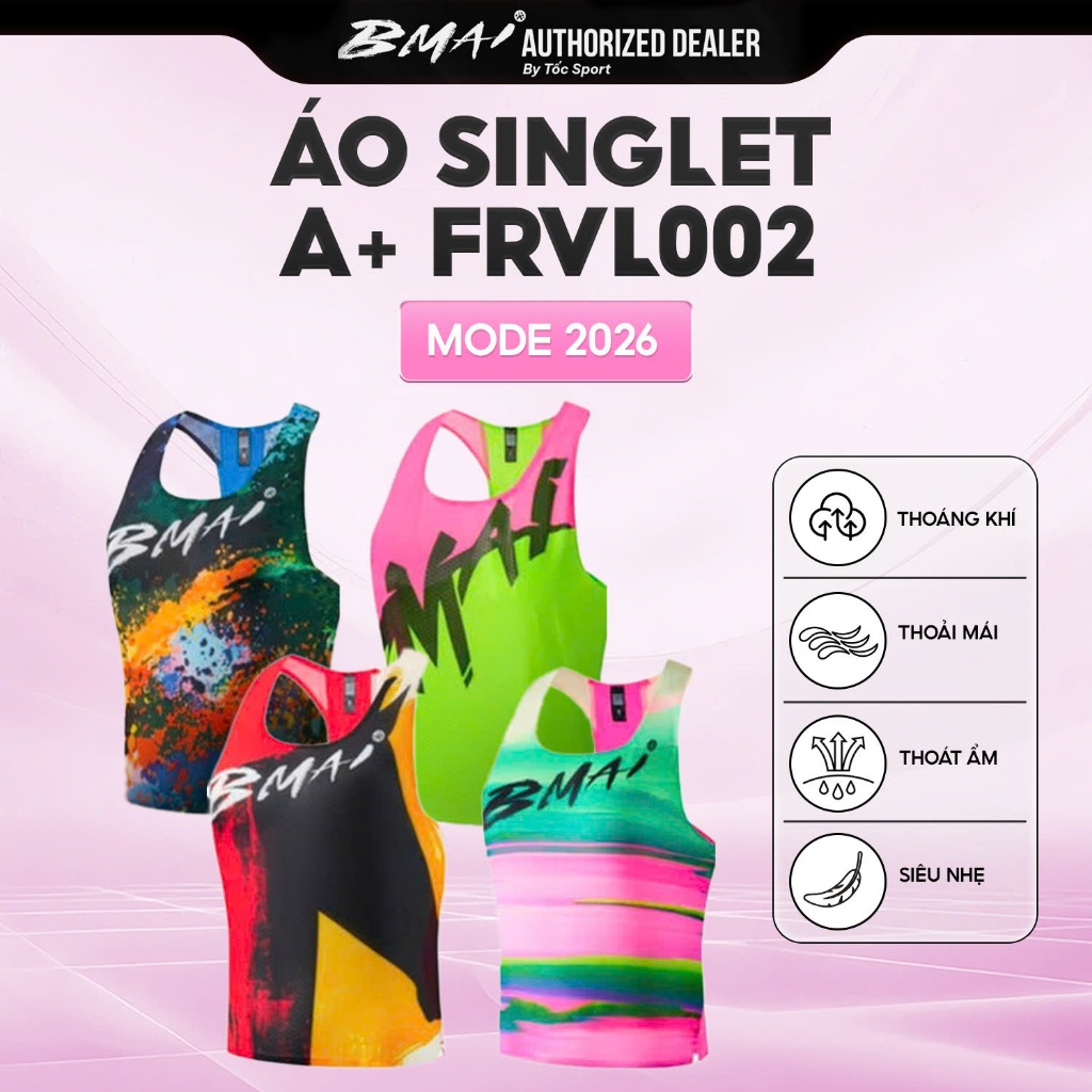 ÁO BMAI | Áo chạy bộ Nữ BMAI Singlet A+ FRVL002 | Áo Siêu Nhẹ Thoáng Khí | Áo Tập Luyện Và Thi Đấu C