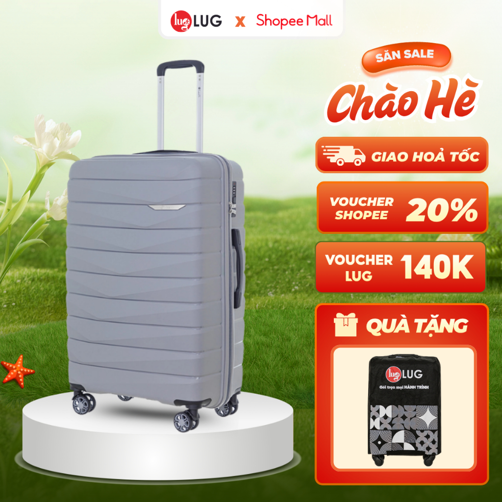 Vali Kéo LUG Lusetti MP027 Size 28 (Size ký gửi), Nhựa PP Chống Bể Vỡ, Khóa Số Âm Bảo Mật An Toàn