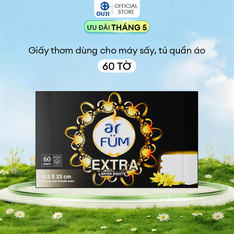 Giấy Thơm Arfum Black Edition Làm Mềm Vải Và Chống Tĩnh Điện, Khử Mùi Tủ Giày, Tủ Quần Áo (60 Tờ/ Hộ