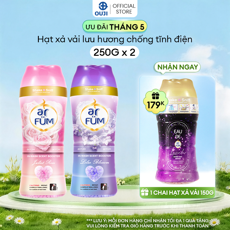 Combo 2 Hạt Xả Thơm Quần Áo Arfum Lưu Hương Tới 16 Tuần, Làm Mềm Vải Và Chống Tĩnh Điện (250gr/Chai)