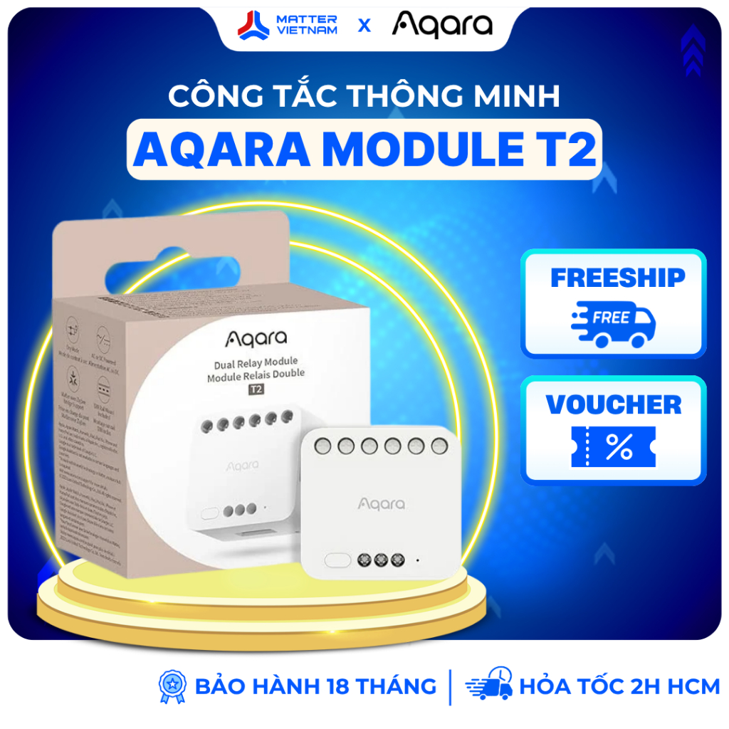 Aqara Module T2 Matter - Công Tắc Dạng Module, Kết Nối Zigbee, 2 Kênh Tải, Tương Thích Apple HomeKit
