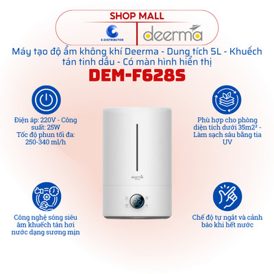 [HỎA TỐC] Máy tạo độ ẩm không khí Deerma DEM-F628S - Dung tích 5L - Công suất 25W - Hàng chính hãng