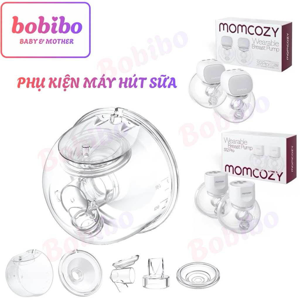 Phụ kiện máy hút sữa Momcozy S9/S12 Pro- Van, cổ nối, Cup nhựa, Phễu hút máy hút sữa Momcozy