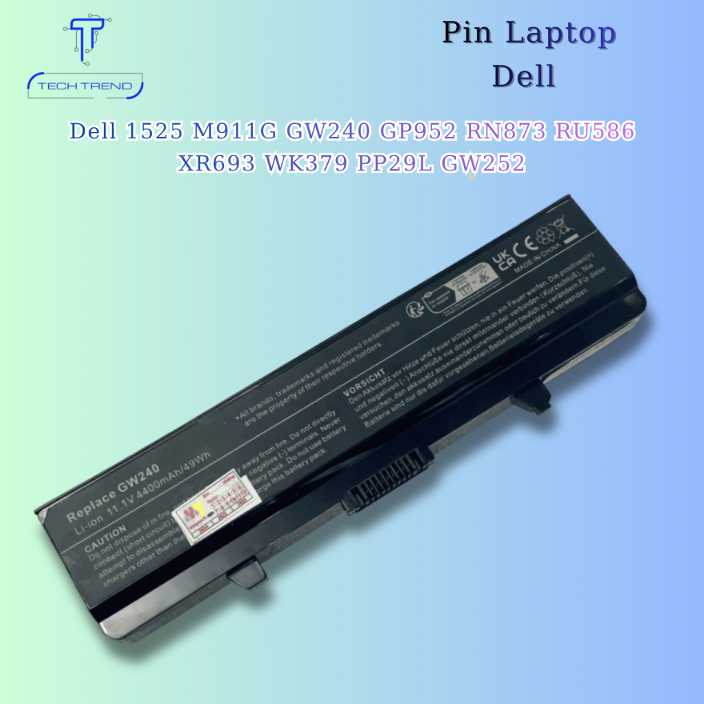 Pin laptop tương thích tương thích Dell 1525 M911G GW240 GP952 RN873 RU586 XR693 WK379 PP29L GW252 B