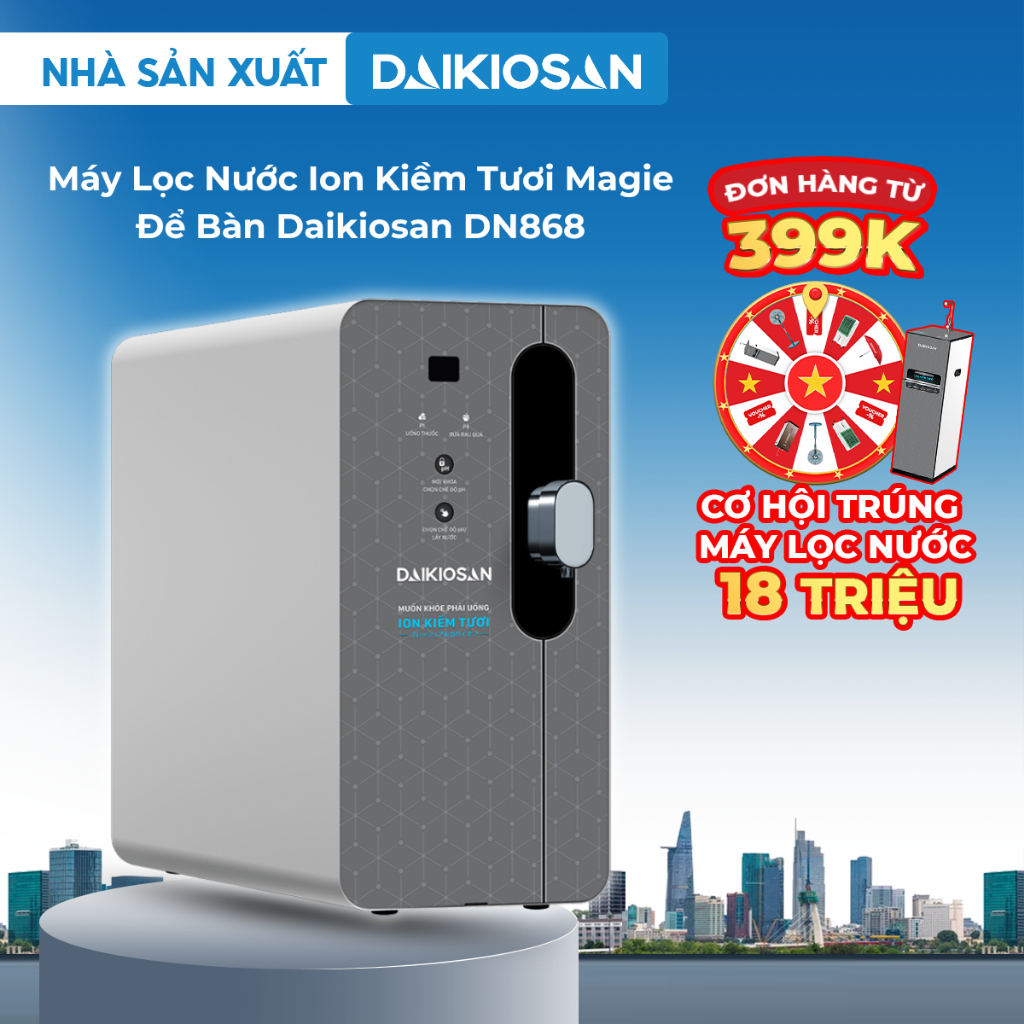 Máy Lọc Nước Daikiosan DN868 Để Bàn Ion Kiềm Tươi MagieGiàu Hydrogen Màn Hình Cảm Ứng