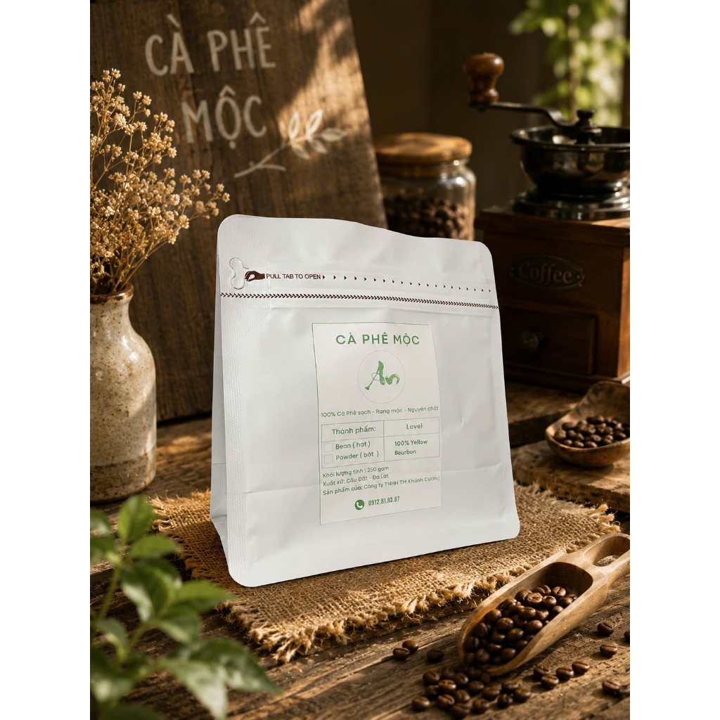 Cafe Thượng Hạng Loại Hạt Vàng Yellow Bourbon - Cầu Đất Đà Lạt túi 250gr
