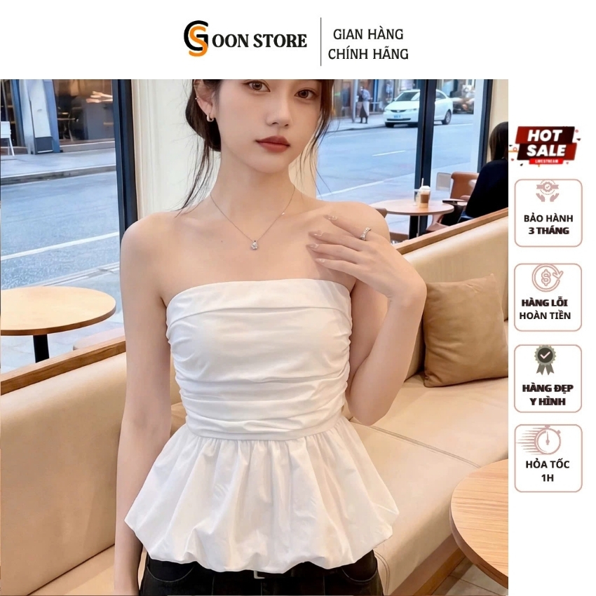 Áo Quây Cúp Ngực Dáng Xòe Babydoll Phối Chun Lưng Gợi Cảm Goon Store
