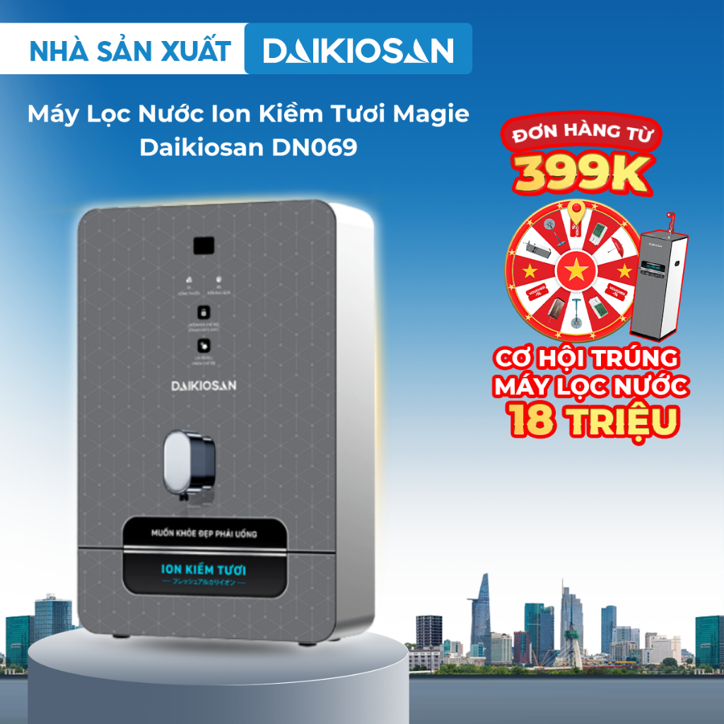 Máy Lọc Nước Daikiosan DN069 Biến Đổi Nước RO Thành Nước ION Kiềm Có Từ Trường – Hàng chính hãng