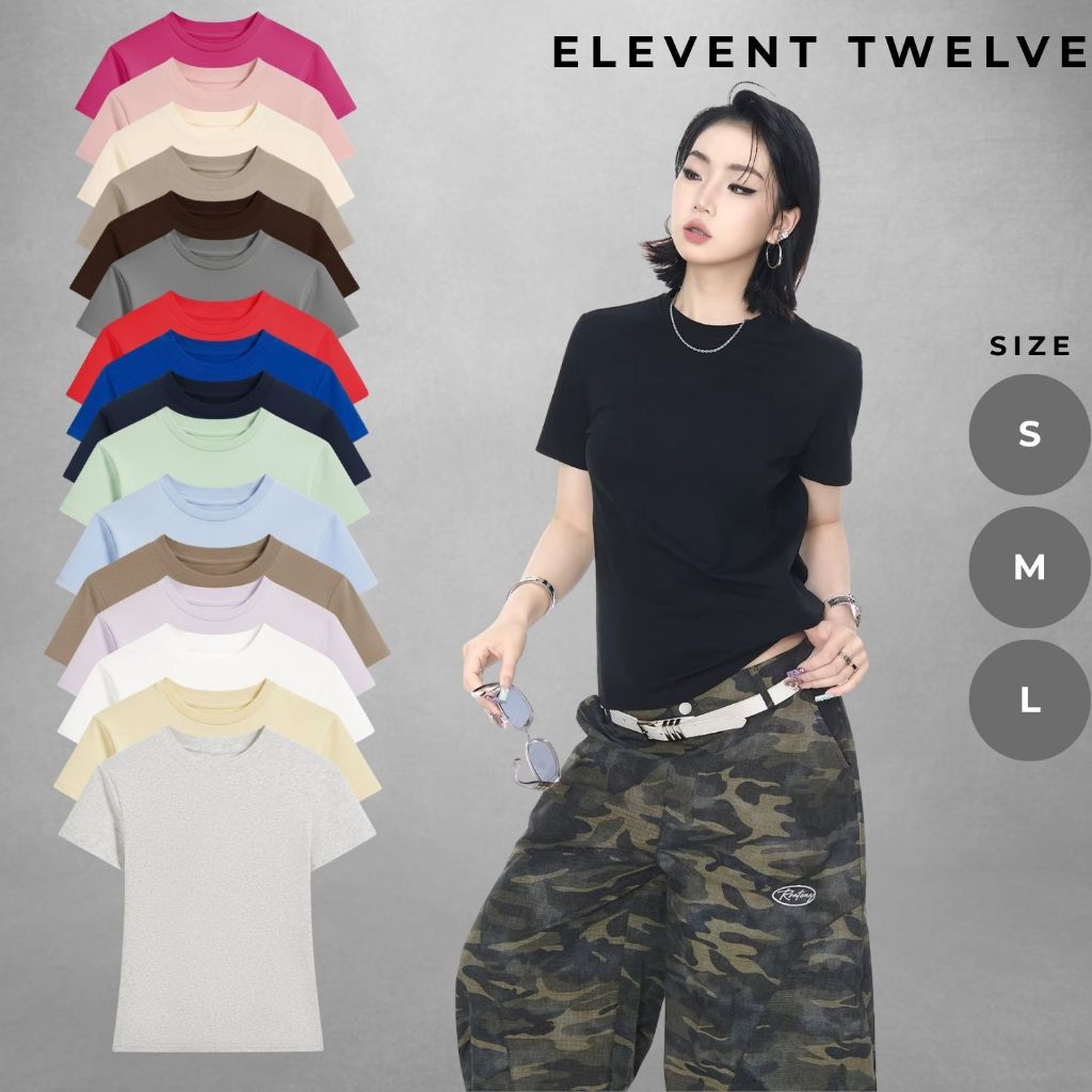 Áo phông nữ baby tee Elevent Twelve áo thun nữ basic cotton cao cấp co giãn mềm mịn áo thun phông