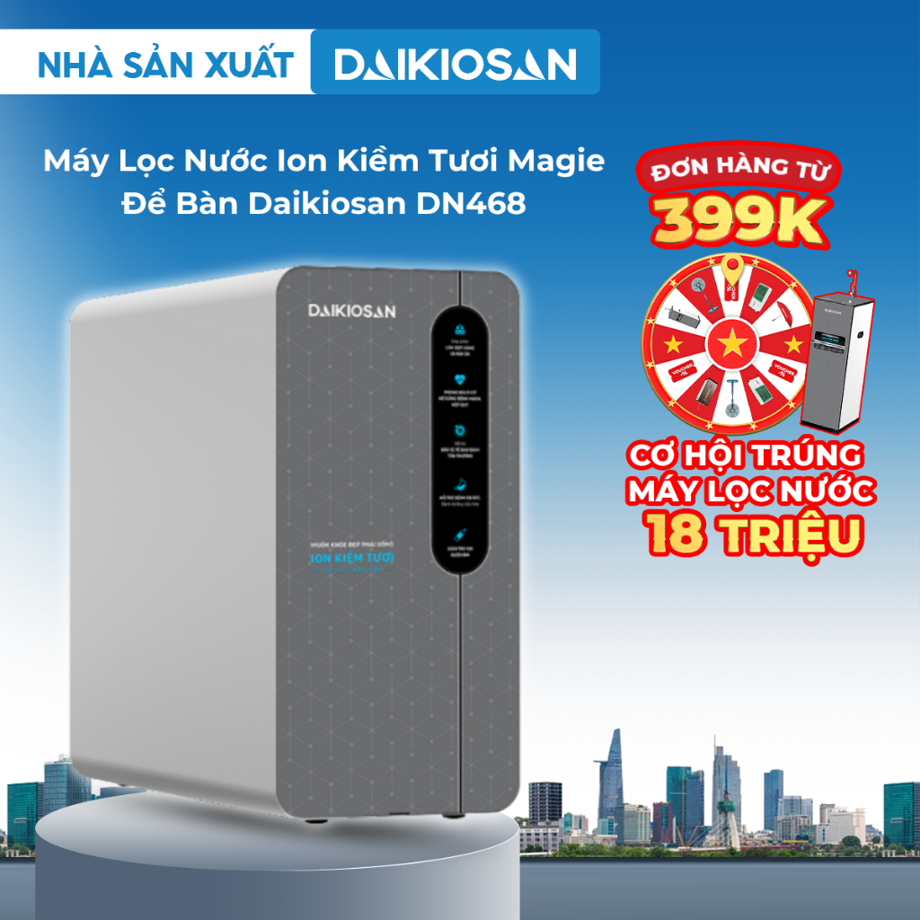 Máy Lọc Nước Để Gầm ION Kiềm Tươi Magie Daikiosan DN468 Giàu Hydrogen Lọc Nước Kèm Bộ Vòi Nước