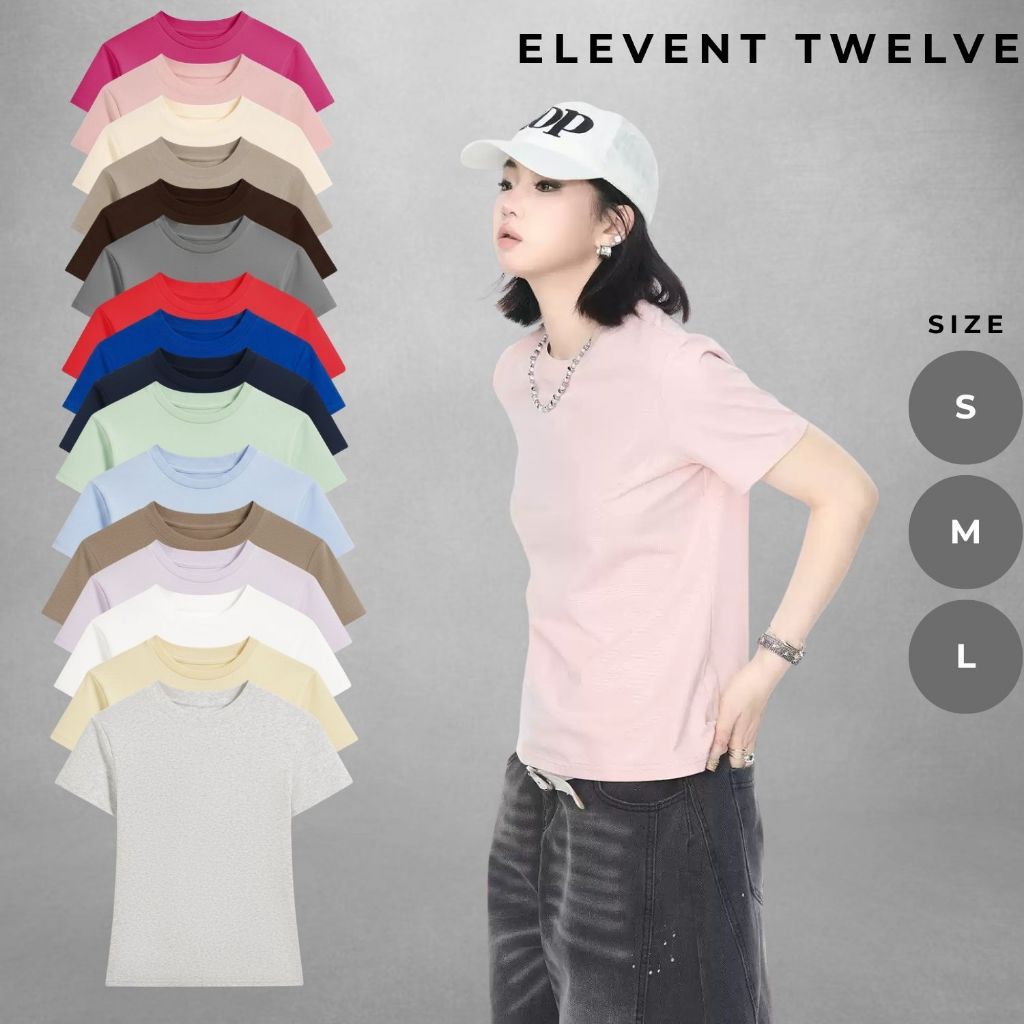 Áo phông nữ basic Elevent Twelve áo thun nữ babytee ôm dáng cotton 100% cao cấp co giãn áo thun