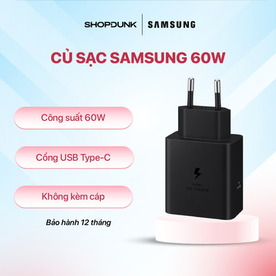 Củ sạc Samsung 60W | Sạc Siêu Nhanh | Màu Đen | Bảo Hành Chính Hãng 12 Tháng