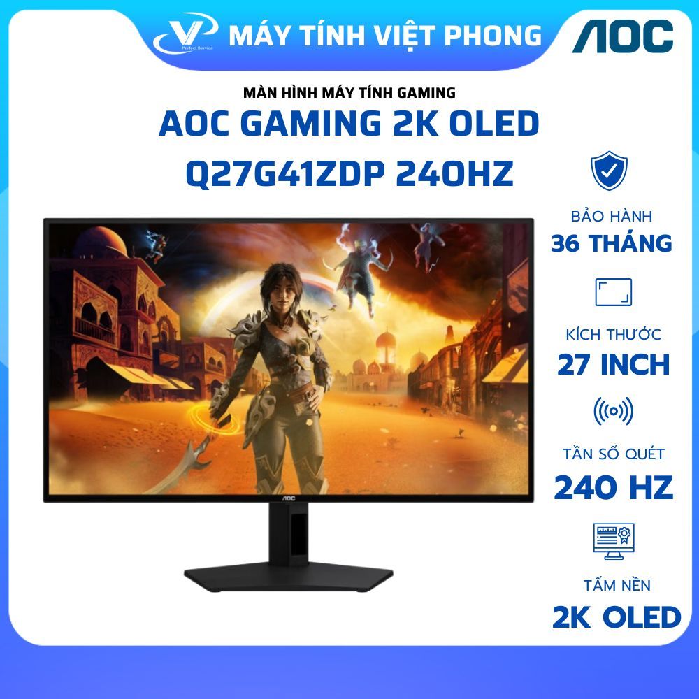 MÀN HÌNH GAMING 2K QD-OLED AOC Q27G41ZDP (27' / 2K OLED / 240HZ / 0.03Ms) CHÍNH HÃNG BẢO HÀNH 3 NĂM