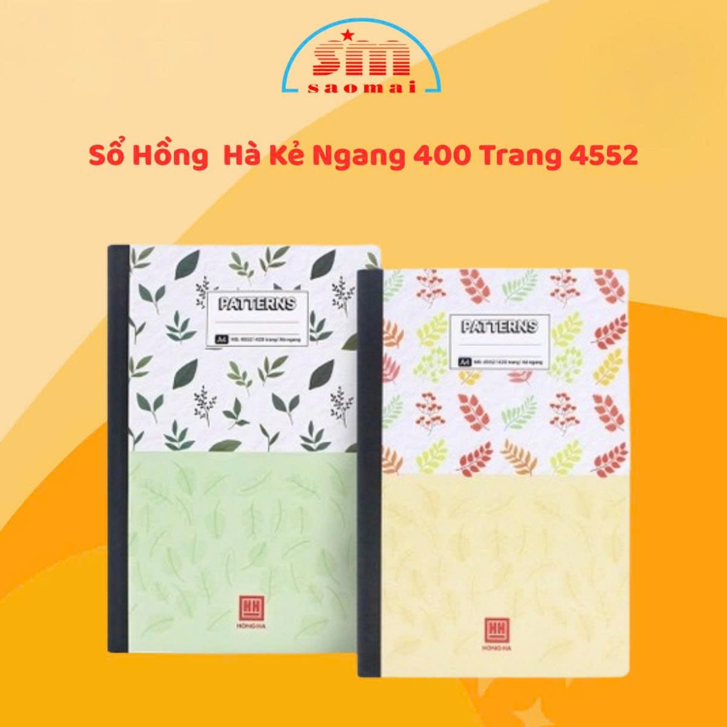 Sổ bìa bồi A4 420 Trang Hồng Hà Patterns - 4552, Sổ Kẻ Ngang 420 Trang Hồng Hà
