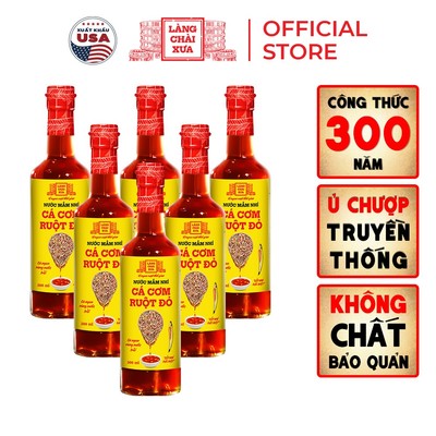 [Tặng Nước tương 125ml] KF THÙNG 6 Chai thuỷ tinh Nước mắm nhỉ cá cơm ruột đỏ Làng Chài Xưa 500ml