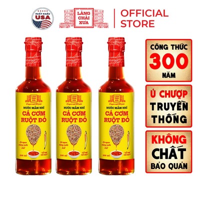 [KF Combo 3 chai thuỷ tinh 500ml] Nước mắm nhỉ cá cơm ruột đỏ Làng Chài Xưa cá ngon vùng nước trồi