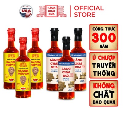[Tặng Nước tương 125ml] Thùng 6 chai 3 XANH 3 VÀNG KF Nước Mắm Nhỉ Truyền Thống Làng Chài Xưa 500ml