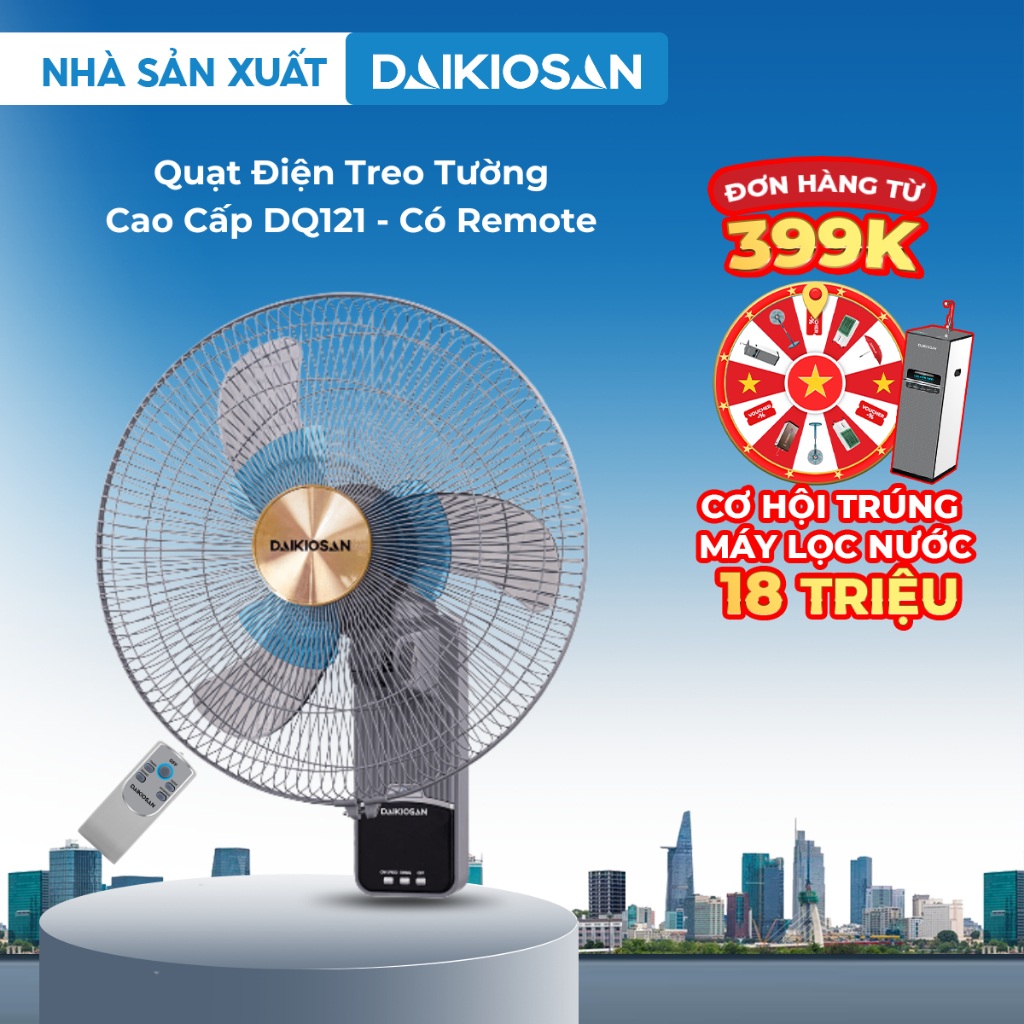 Quạt Điện Treo Tường Lifestyle DQ121 Daikiosan Có Điều Khiển - Hàng Chính Hãng