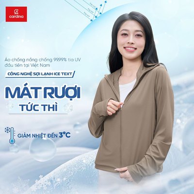 Áo chống nắng nữ CARDINA 2 lớp gấu suông mũ liền chất liệu Icetext chống tia UV tia cực tím hiệu quả 4NHF02