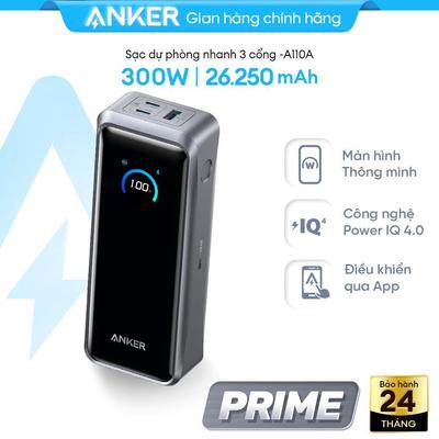 Sạc dự phòng Anker Prime 26.250mAh 300W| 3 cổng 2C1A | Hỗ trợ màn hình & App | Dành cho Laptop, iPhone - A110A