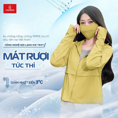 Áo chống nắng CARDINA 2 lớp chất liệu Ice text sợi lạnh với chỉ số UPF 50+ không nhăn 4NHF05
