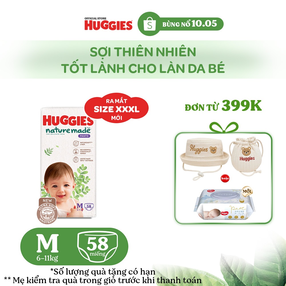 [KOL LIVE] Tã Quần Huggies Platinum Nature Made M58/L44/XL38/XXL26