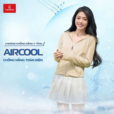 Áo chống nắng nữ CARDINA 1 lớp chất liệu thun lạnh AIR COOL chống tia UV không kích ứng da 4NMF01