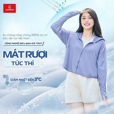 Áo chống nắng CARDINA 1 lớp Suntop chất liệu ice text sợi lạnh với chỉ số SPF50+ ngăn chặn tia UV 5NMF05