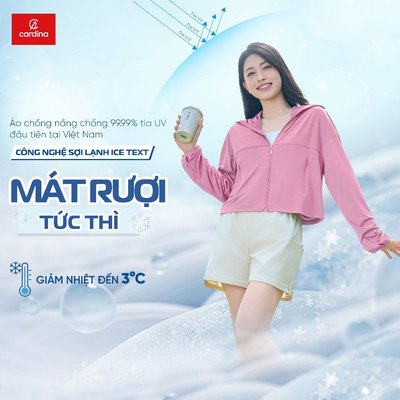 Áo chống nắng nữ CARDINA 2 lớp chất liệu Icetext chống tia UV hiệu quả 6NHF01