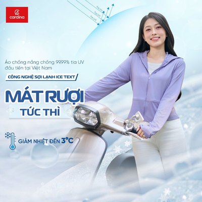 Áo chống nắng nữ CARDINA 2 lớp chất liệu Icetext chống tia UV hiệu quả 6NHF03 ( tặng kèm khẩu trang màu bất kì)