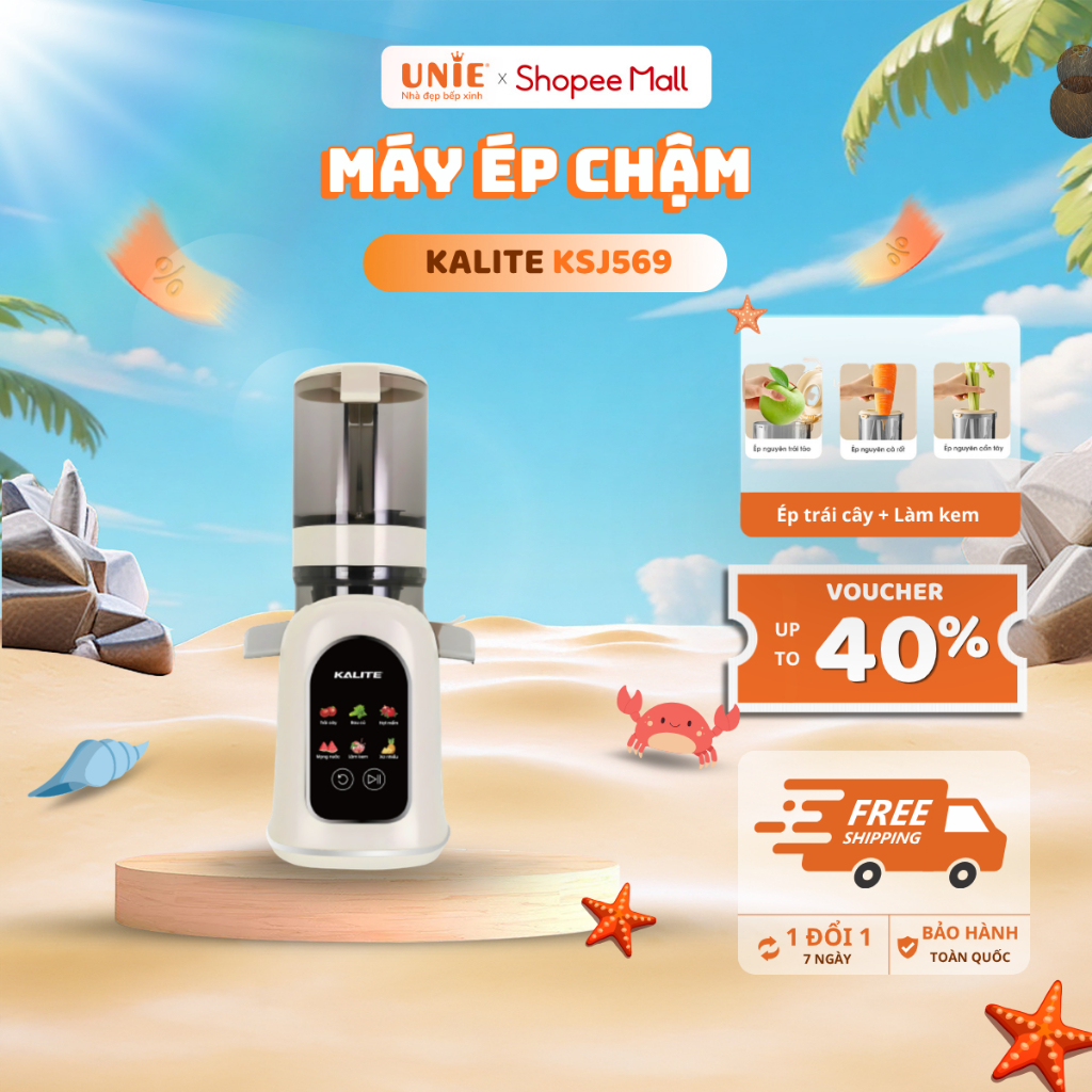 Máy Ép Chậm KALITE KSJ569 Ép Kiệt Bã 99% - Ép Chậm Mọi Rau Củ Quả - Bảng Điều Khiển Cảm Ứng