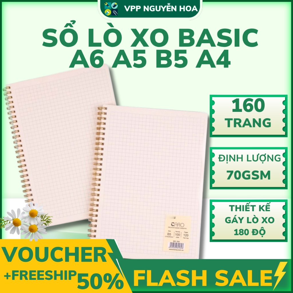 Sổ Dash Line / Dash Caro Lò Xo Kép Bìa Nhựa 2 Mặt 160 Trang A6 Klong 950 / 951