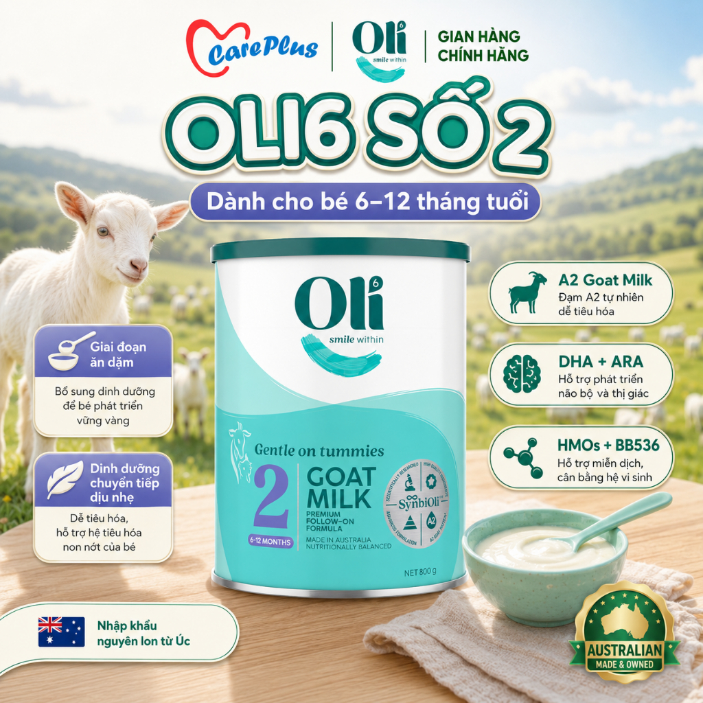 Sữa Dê OLI6 Goat Milk Úc 800g Số 1-4 Chính Hãng Nhập Khẩu Nguyên Lon Đủ Giấy Tờ Đạm A2 DHA BB536